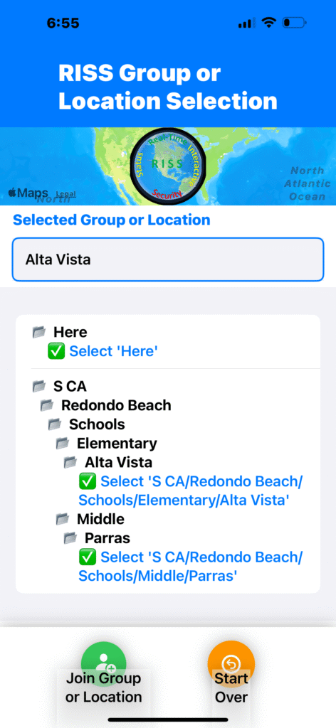 RISS Group or Area Select